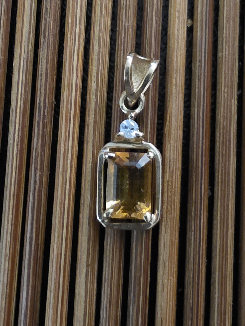14k Citrine, Diamond Yellow Gold Pendant